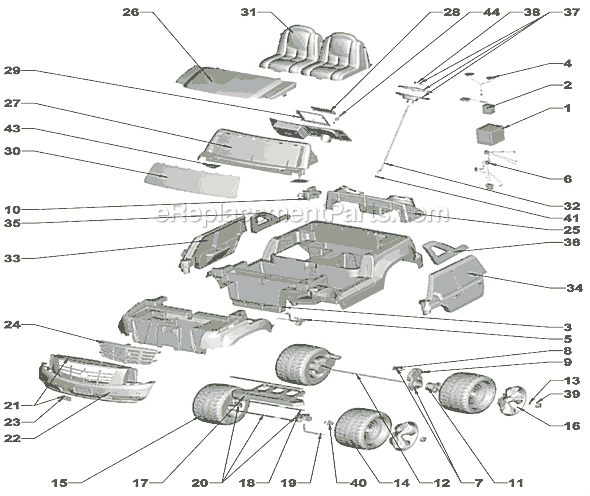 Page A Diagram and Parts List for N1475  Power Wheels Ride-On Cars
